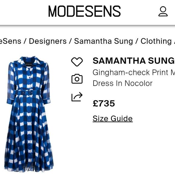 Samantha Sung Blue Patterned Dress Cotton,size 10 - Picture 7 of 9